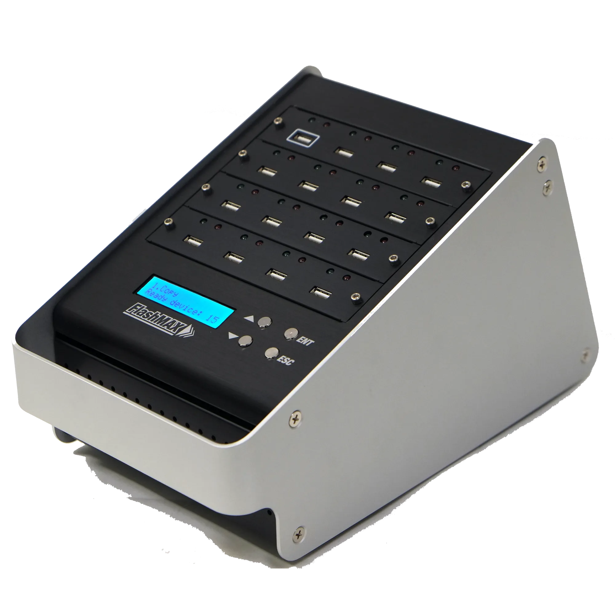 1 to 15 FlashMax USB Duplicator - Standalone Flash Memory Mass Storage Class Copier & DoD Compliant Eraser