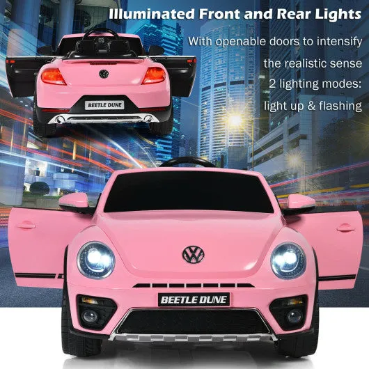 12V Licensed Volkswagen Beetle Kids Ride On Car with Remote Control-Pink