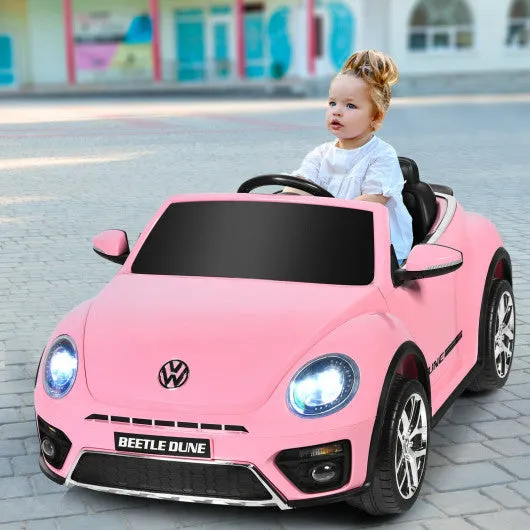 12V Licensed Volkswagen Beetle Kids Ride On Car with Remote Control-Pink