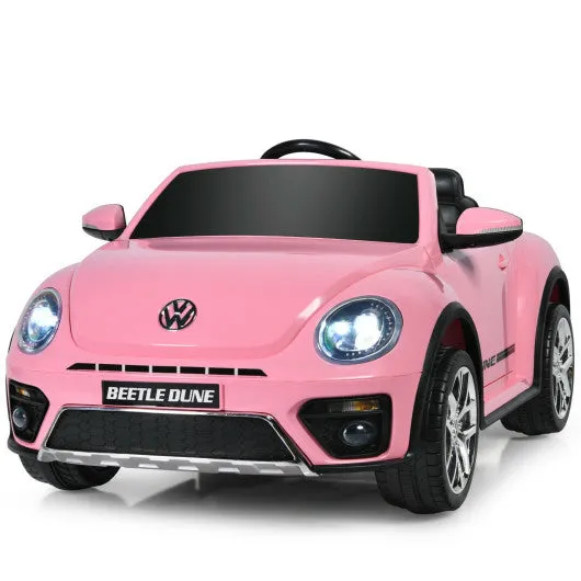 12V Licensed Volkswagen Beetle Kids Ride On Car with Remote Control-Pink