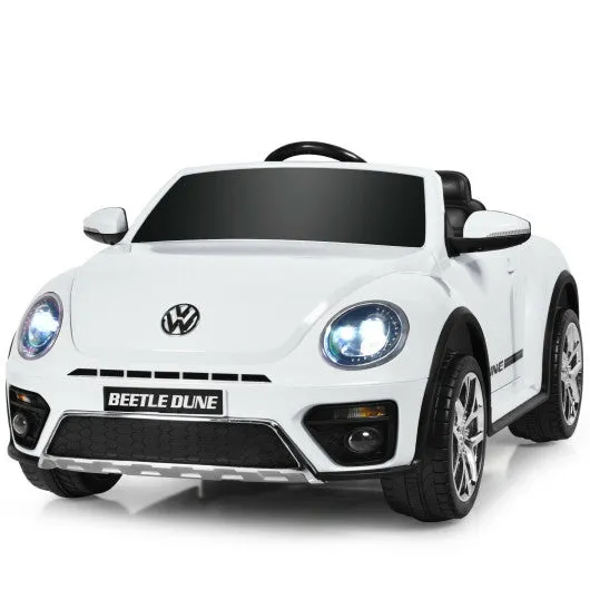 12V Licensed Volkswagen Beetle Kids Ride On Car with Remote Control-White