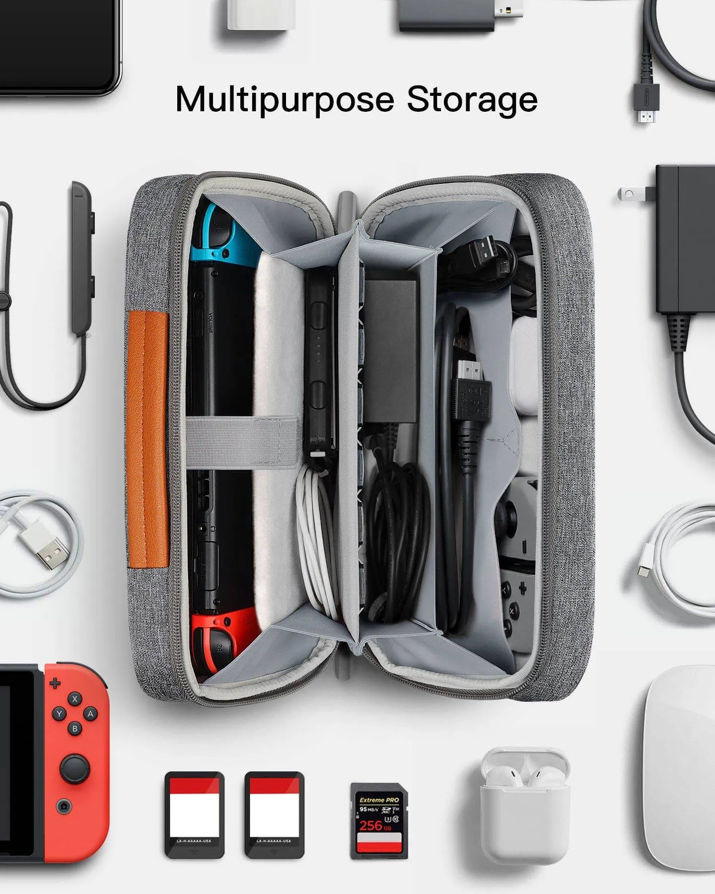 360° Protective Storage Organizer Carrying Case for Nintendo Switch, AB03003