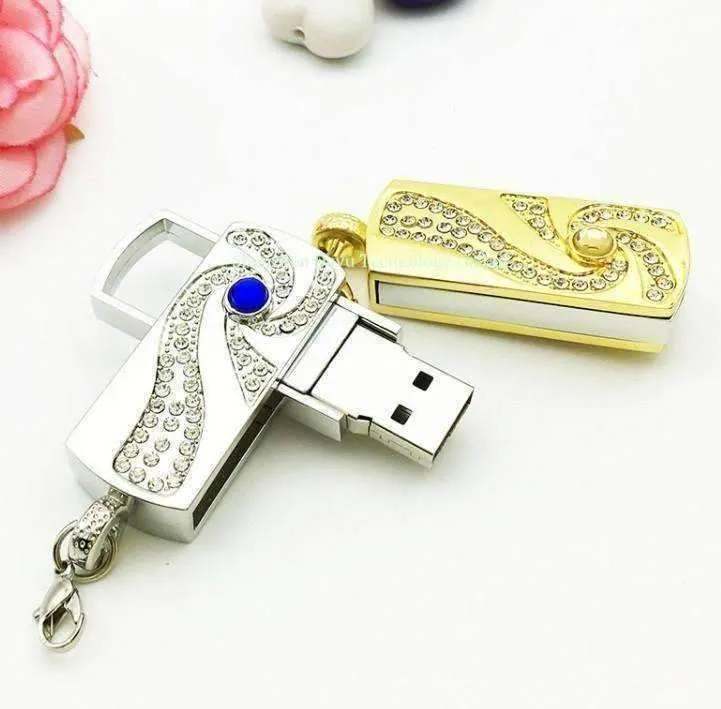 8G Swirling Crystal Encrusted USB Flash Drive Memory Stick