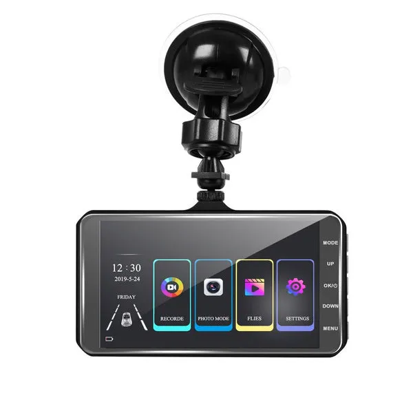 A6T 4-Inch 170° Wide Angle Full HD 1080P Car DVR Dual Lens Dash Cam Rear View Camera Video Recorder with Touch Screen