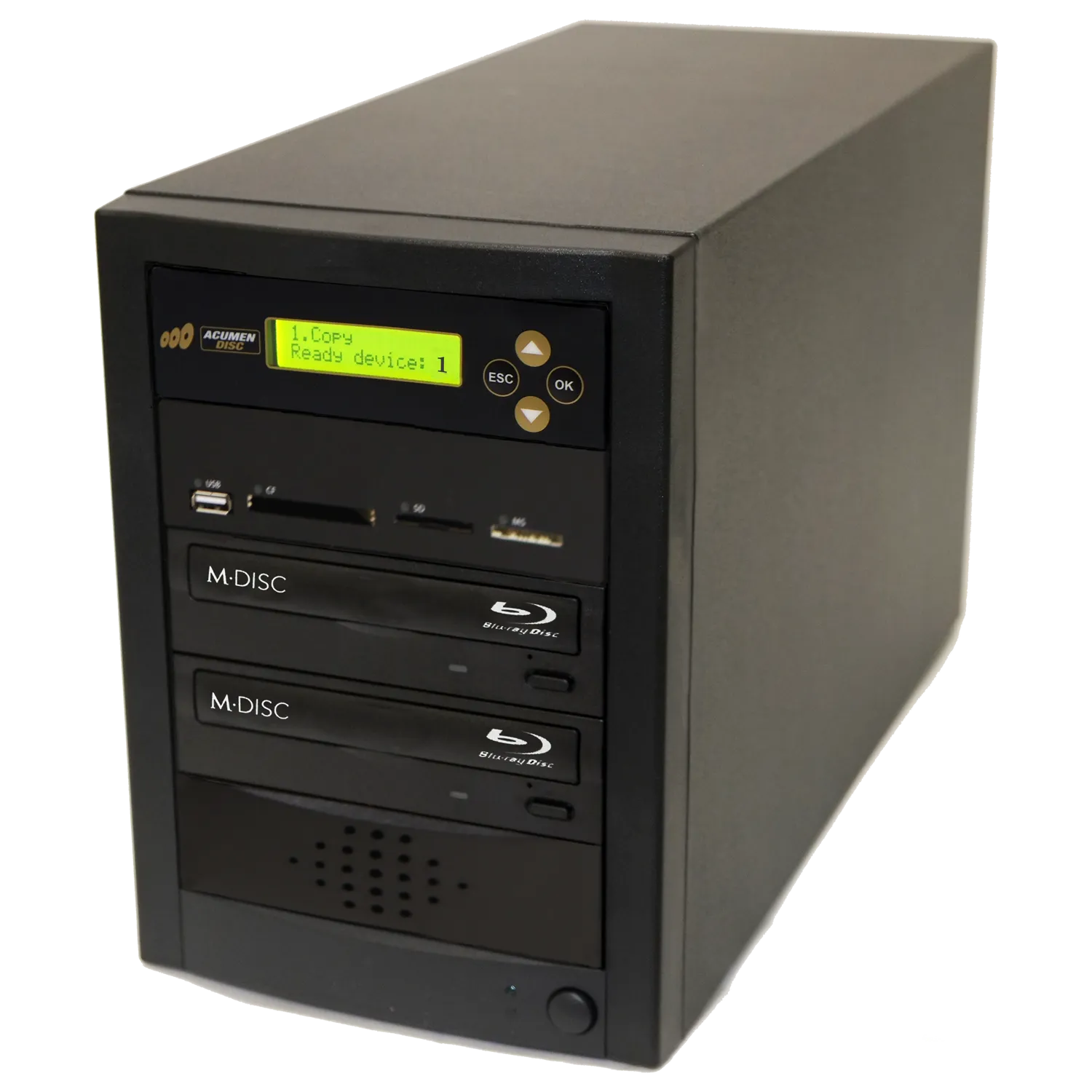 Acumen Disc 1 to 1 Blu-Ray Multimedia Backup Duplicator - Flash Media (CF / SD / USB / MMS) to Discs (BD/DVD) Copier Tower System (AD01-MMPBD)