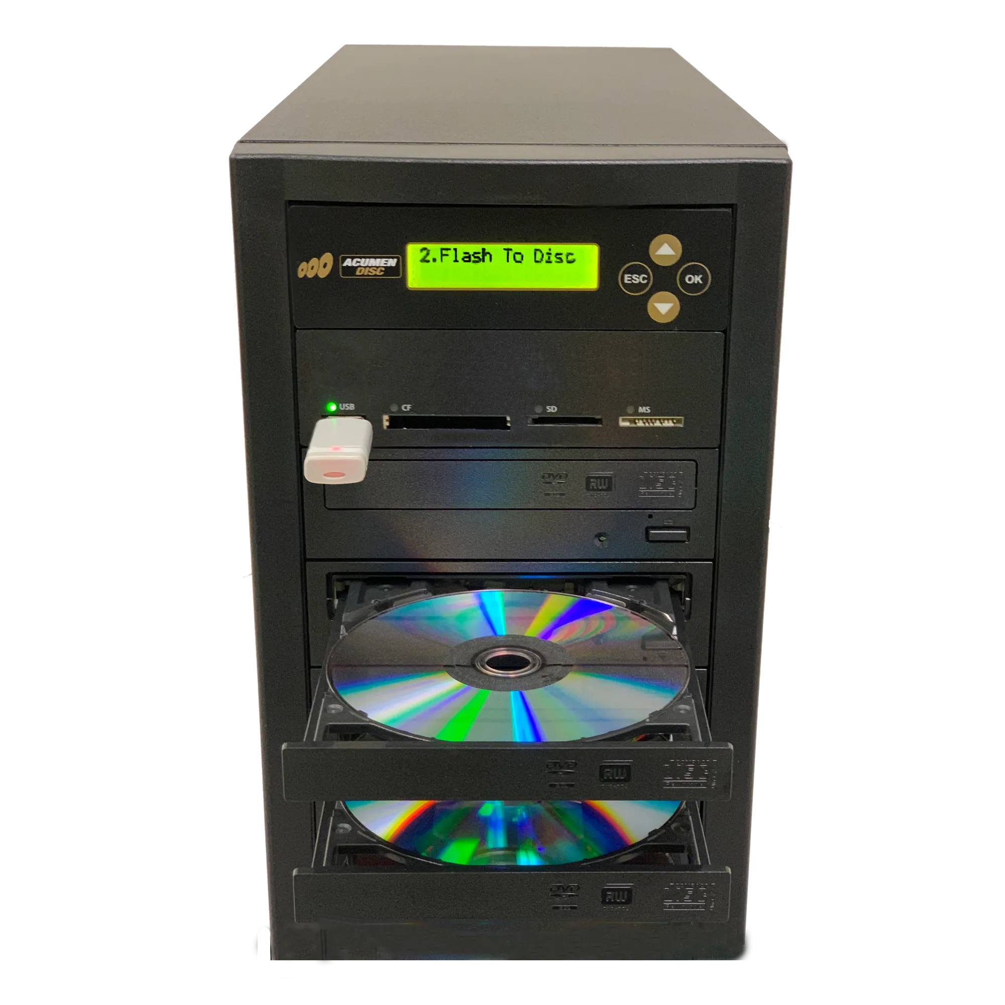 Acumen Disc 1 to 1 Blu-Ray Multimedia Backup Duplicator - Flash Media (CF / SD / USB / MMS) to Discs (BD/DVD) Copier Tower System (AD01-MMPBD)