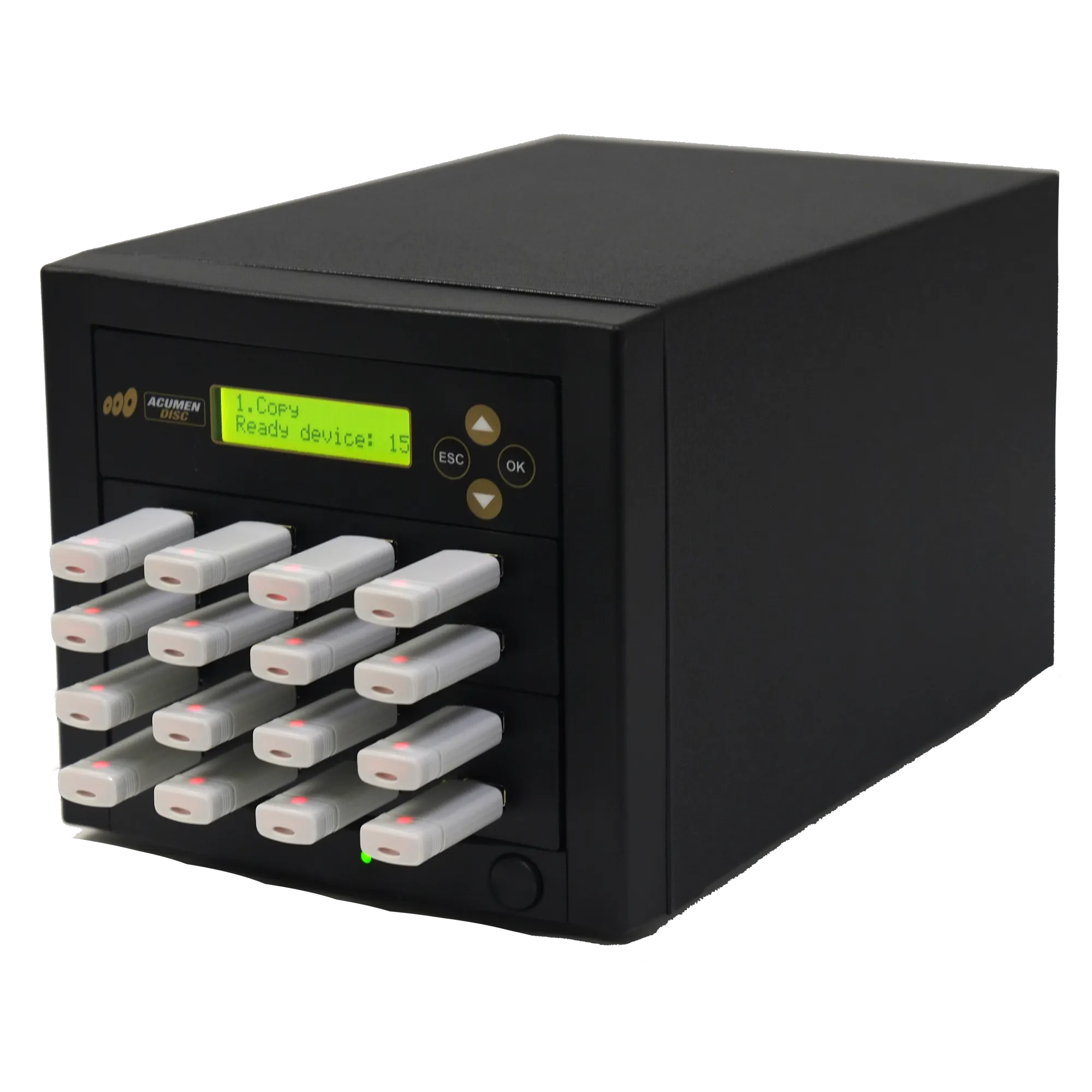 Acumen Disc 1 to 15 USB Drive Duplicator - Multiple Flash Memory Copier / SSD / External Hard Drive Clone (Up to 35mbps) & Sanitizer (DoD Compliant) - AD15-USB