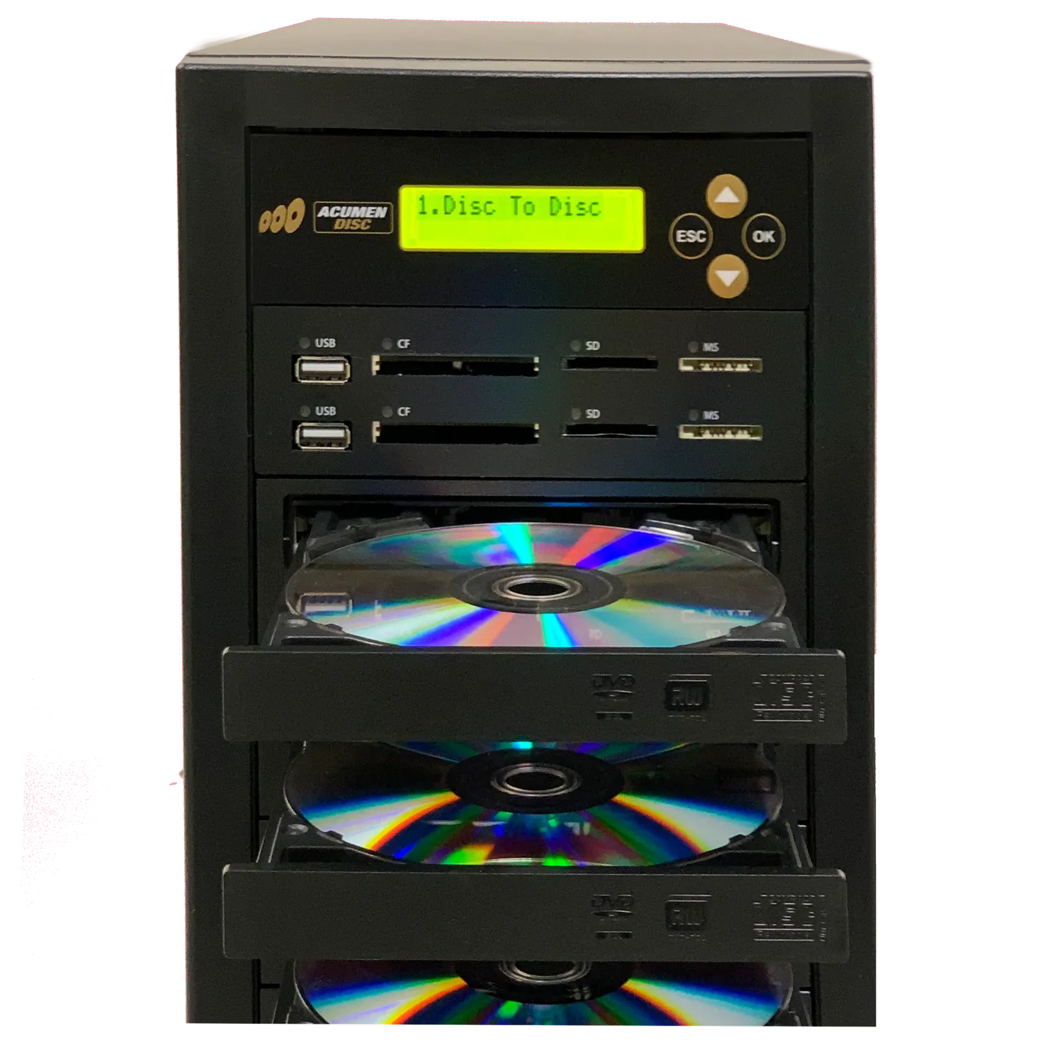 Acumen Disc 1 to 3 CrossOver Media & DVD Duplicator - Bi-Directional Multimedia Flash Memory Back-Up (CF SD MS USB) & Multiple Discs Copier (AD03-MMP)