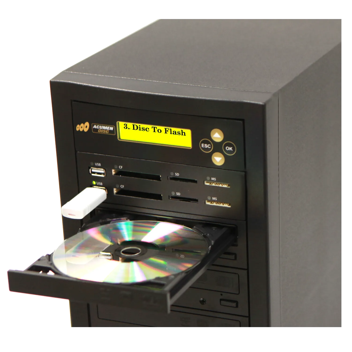 Acumen Disc 1 to 7 CrossOver Media & DVD Duplicator - Bi-Directional Multimedia Flash Memory Back-Up (CF SD MS USB) & Multiple Discs Copier (AD07-MMP)