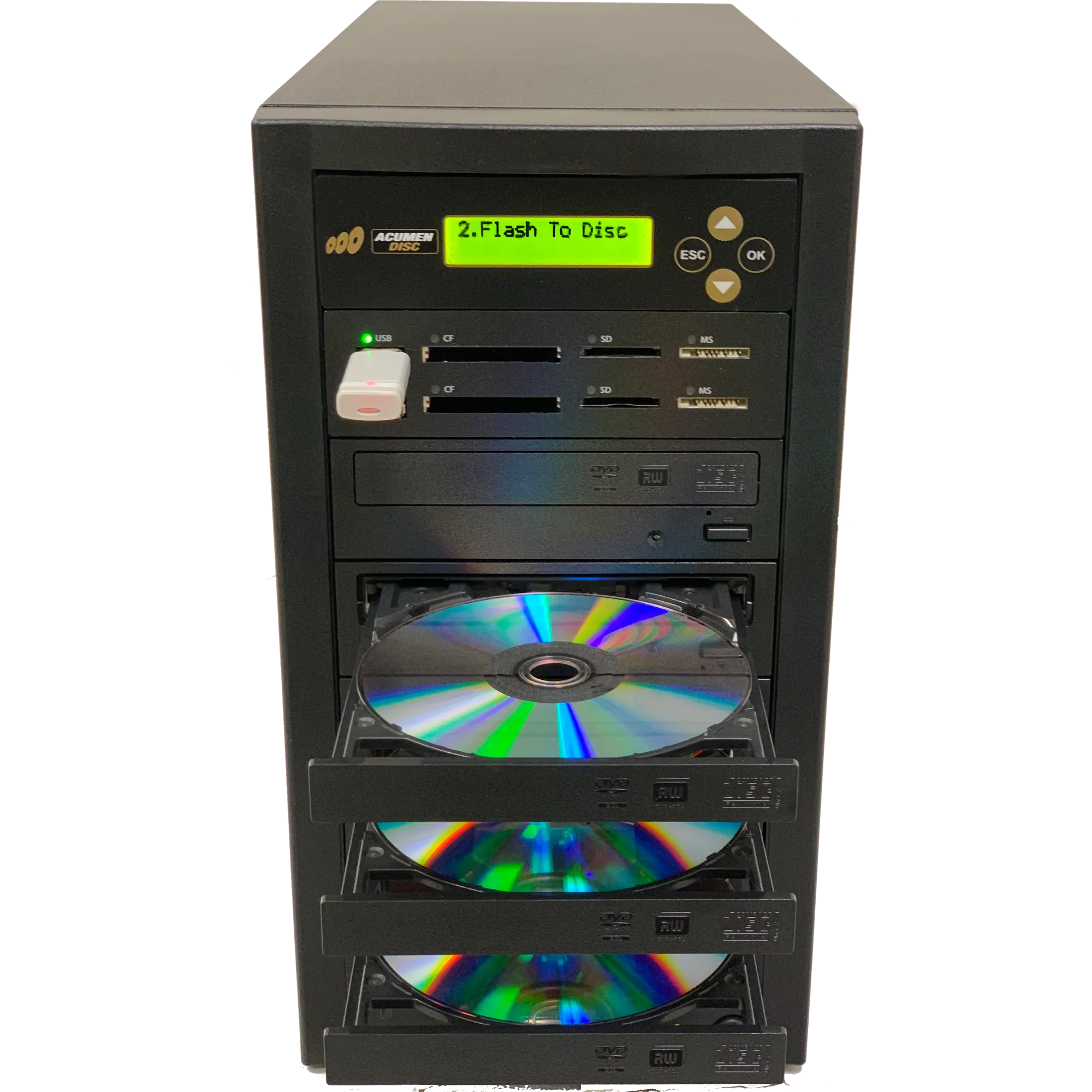 Acumen Disc 1 to 7 CrossOver Media & DVD Duplicator - Bi-Directional Multimedia Flash Memory Back-Up (CF SD MS USB) & Multiple Discs Copier (AD07-MMP)