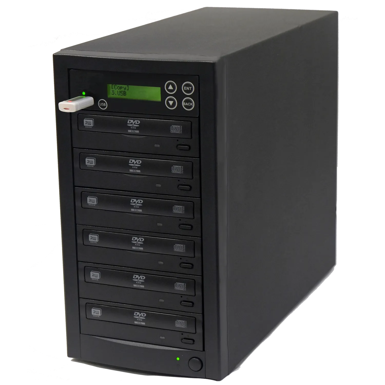 Acumen Disc USB to 5 Disc Duplicator - Flash Media / Disc to Multiple Discs (DVD/CD) Copier Tower System (AD05-USATA)