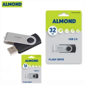 Almond USB 2.0 Flash Drives 16 or 32 GB