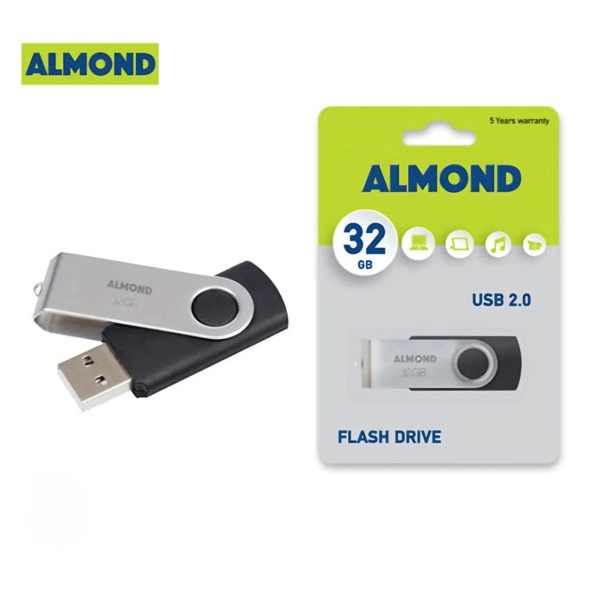 Almond USB 2.0 Flash Drives 16 or 32 GB