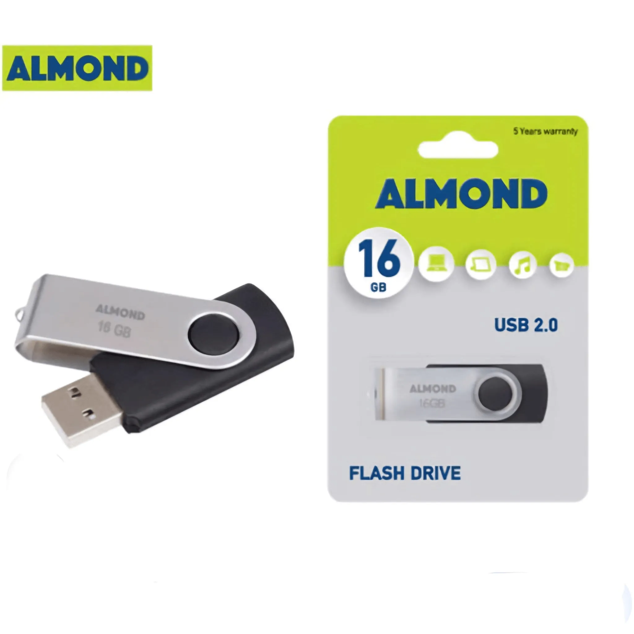 Almond USB 2.0 Flash Drives 16 or 32 GB