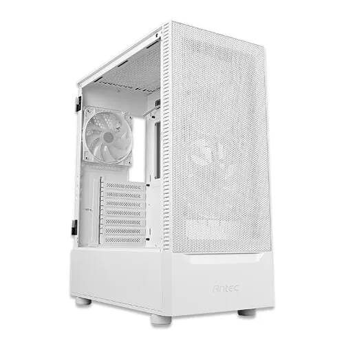 Antec NX410 Gaming PC Case w/ Glass Window, ATX, 3 x ARGB Fans, LED Control Button, Mesh Front, White