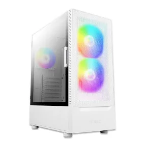 Antec NX410 Gaming PC Case w/ Glass Window, ATX, 3 x ARGB Fans, LED Control Button, Mesh Front, White