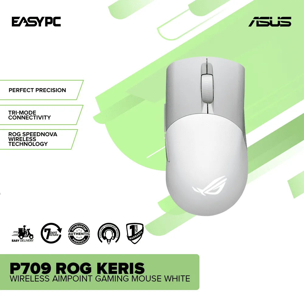 Asus P709 ROG Keris Wireless Aimpoint Gaming Mouse White