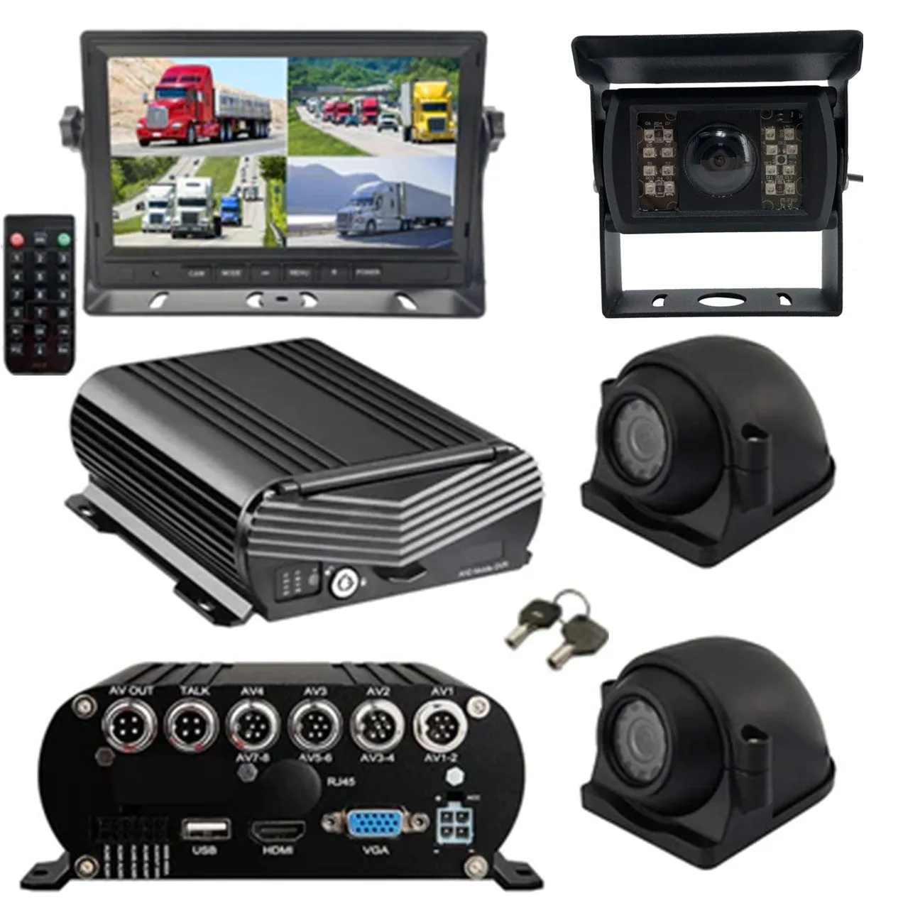 Black Box Fleet Dash Cam, 3-8 Cam MDVR System, 1080N, HDD Drive, GPS