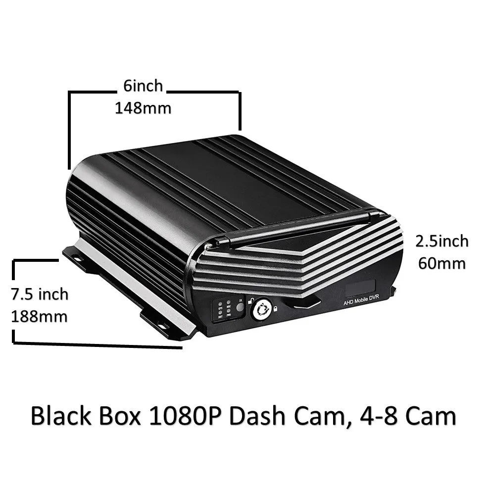 Black Box Fleet Dash Cam, 3-8 Cam MDVR System, 1080N, HDD Drive, GPS