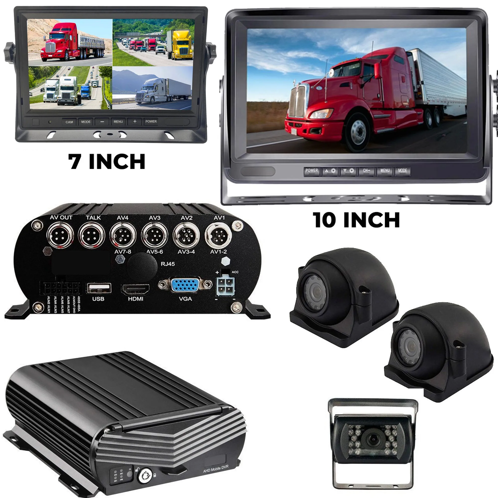 Black Box Fleet Dash Cam, 3-8 Cam MDVR System, 1080N, HDD Drive, GPS