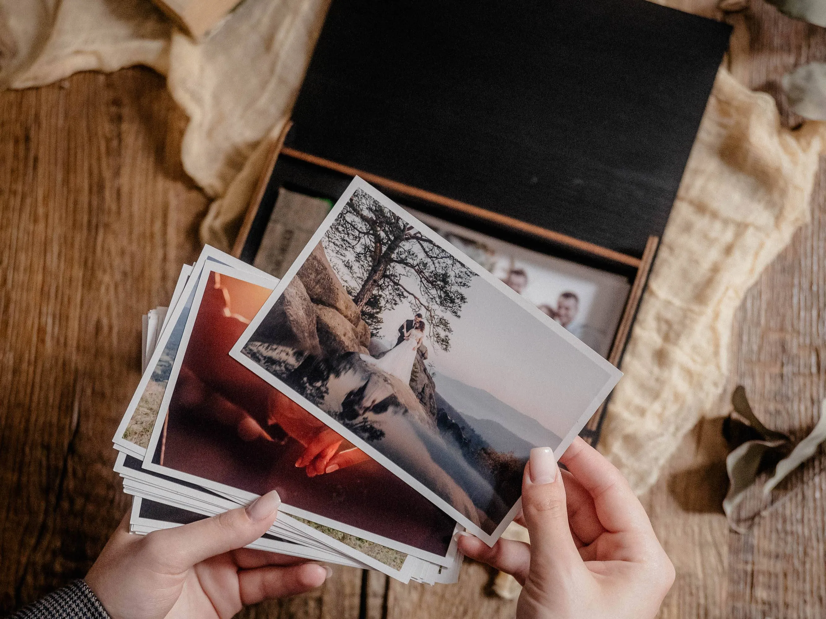 Black Wooden Photo Box with USB Flash Drive for Wedding Clients