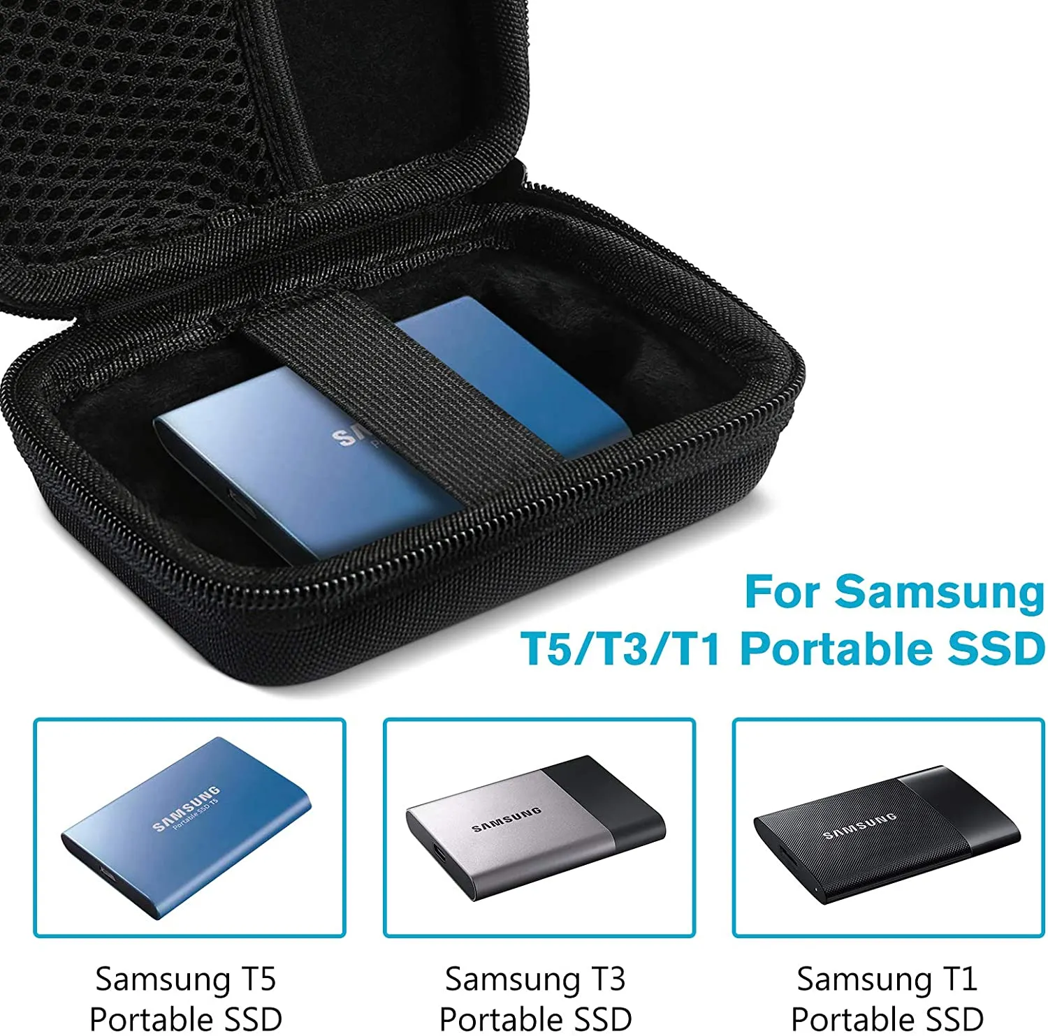 (CASE ONLY) Hard Shockproof Case for Samsung T5/ T3/ T1 Portable SSD Hard Drive | ProCase