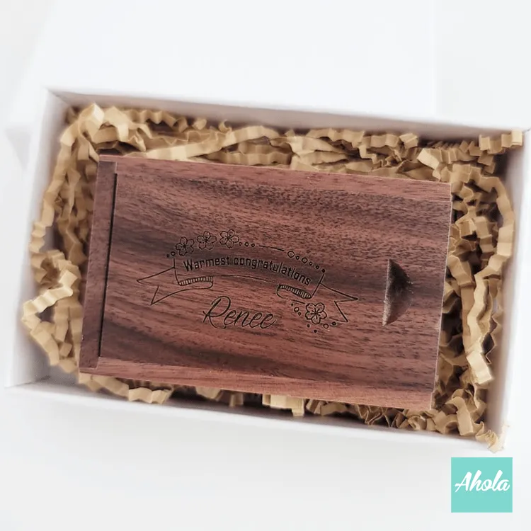 【Craftymoon】Laser Engraved Wooden Box USB drive 激光刻字木盒USB手指