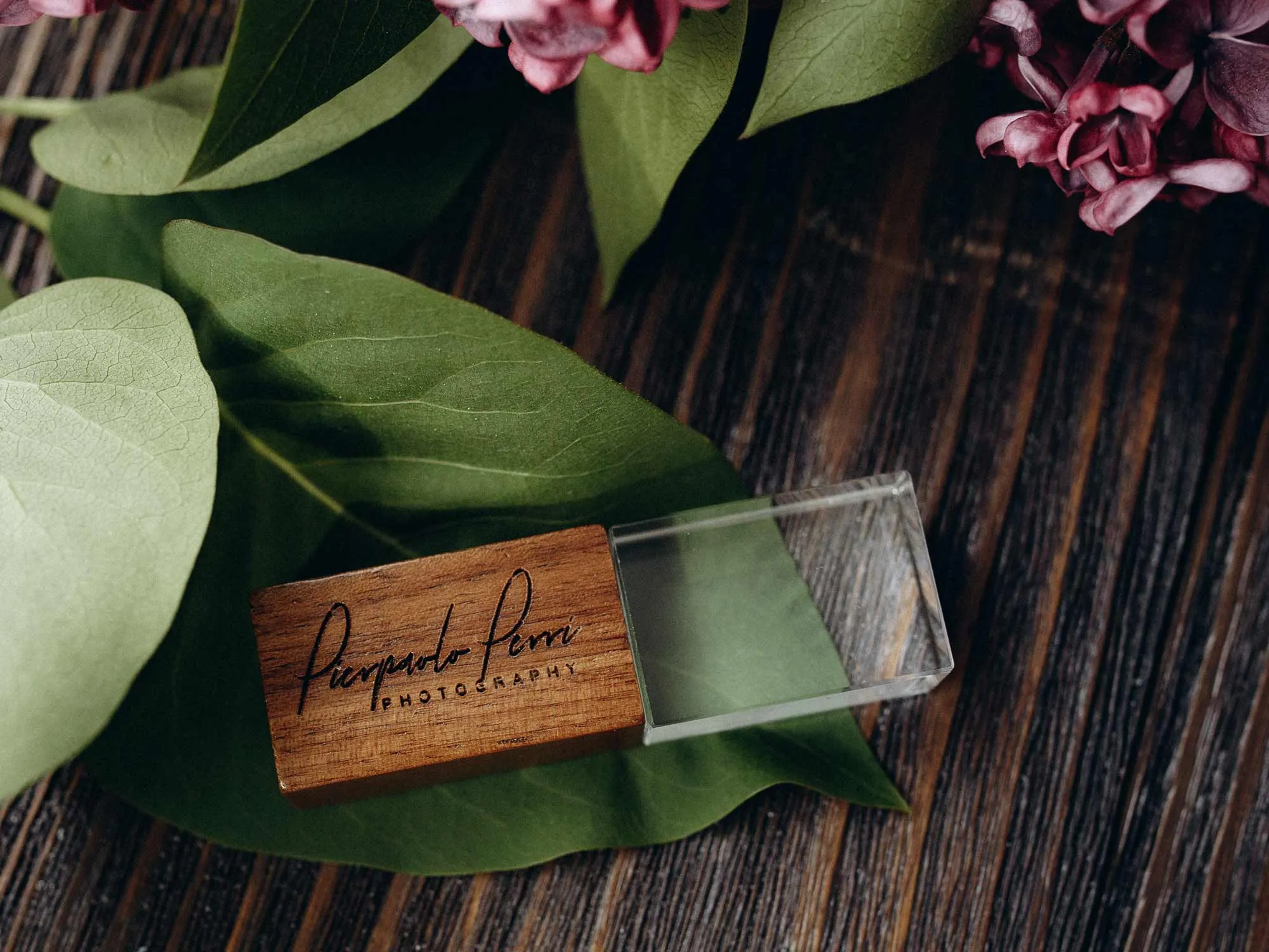 Crystal Wooden USB 3.0 Flash Drive - Personalized Wedding USB Stick