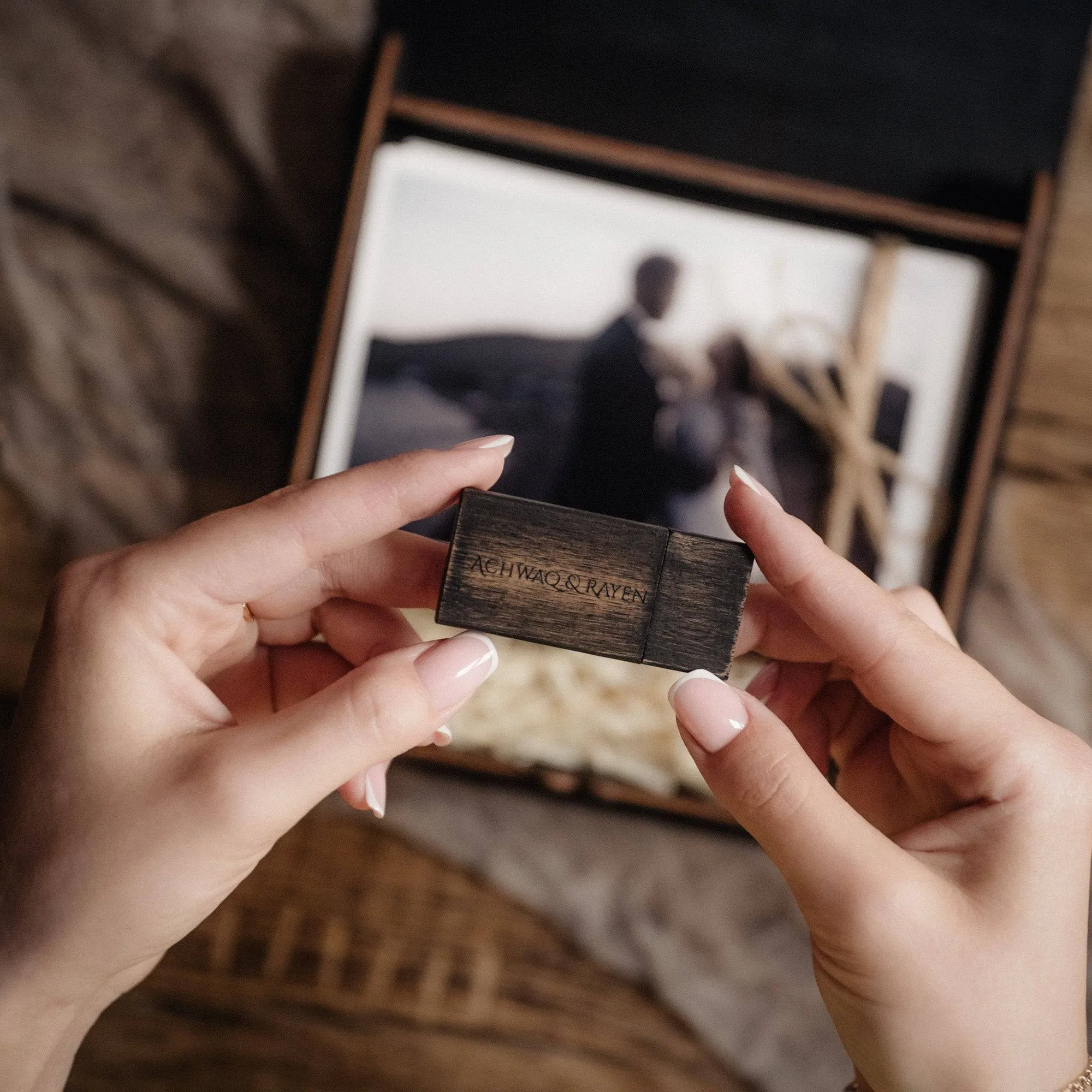 Elegant Black Wedding Photo Box - Preserve Your Memories in Style