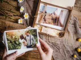 Engraved Wooden Box with for Wedding Photo Box with USB Drive