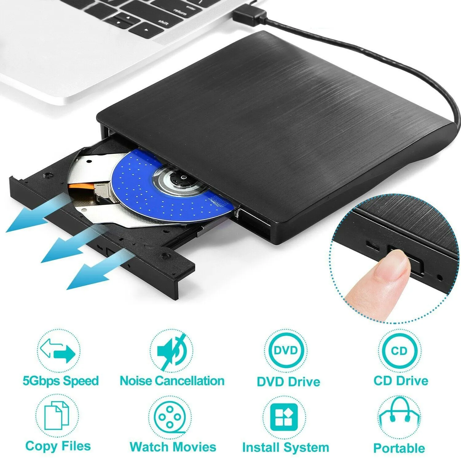 External CD DVD Drive USB 3.0 Slim