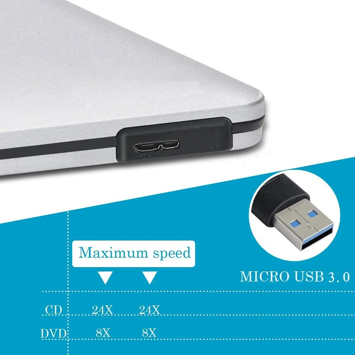 External Dvd writer usb 3.0 Super Slim Drive