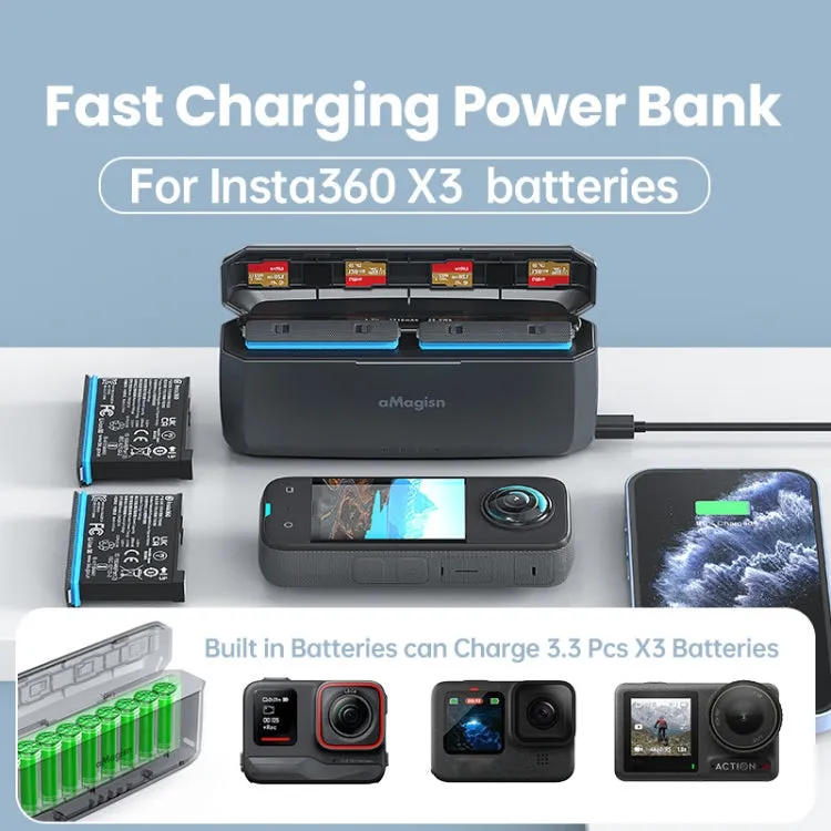 For Insta360 X3 aMagisn  Battery Charging Box Fast Charging Mobile Power Bank Movement Camera Accessories