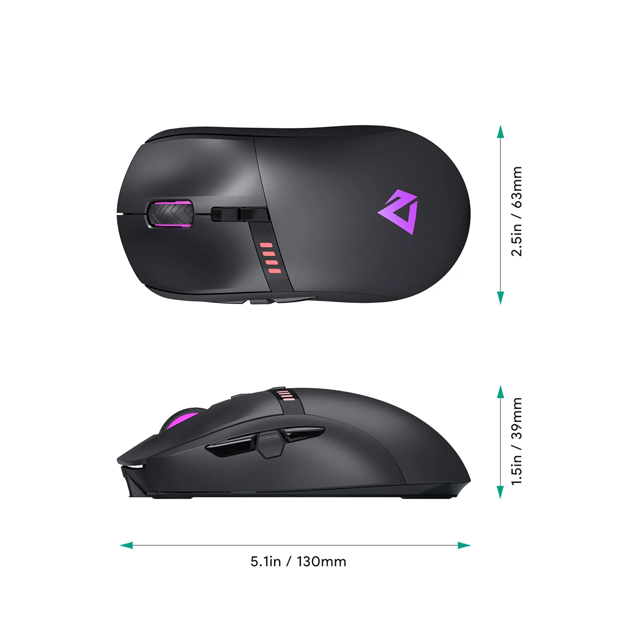 GM-F5 Knight RGB Gaming Mouse with 16000 DPI resolution - Wired   Wireless