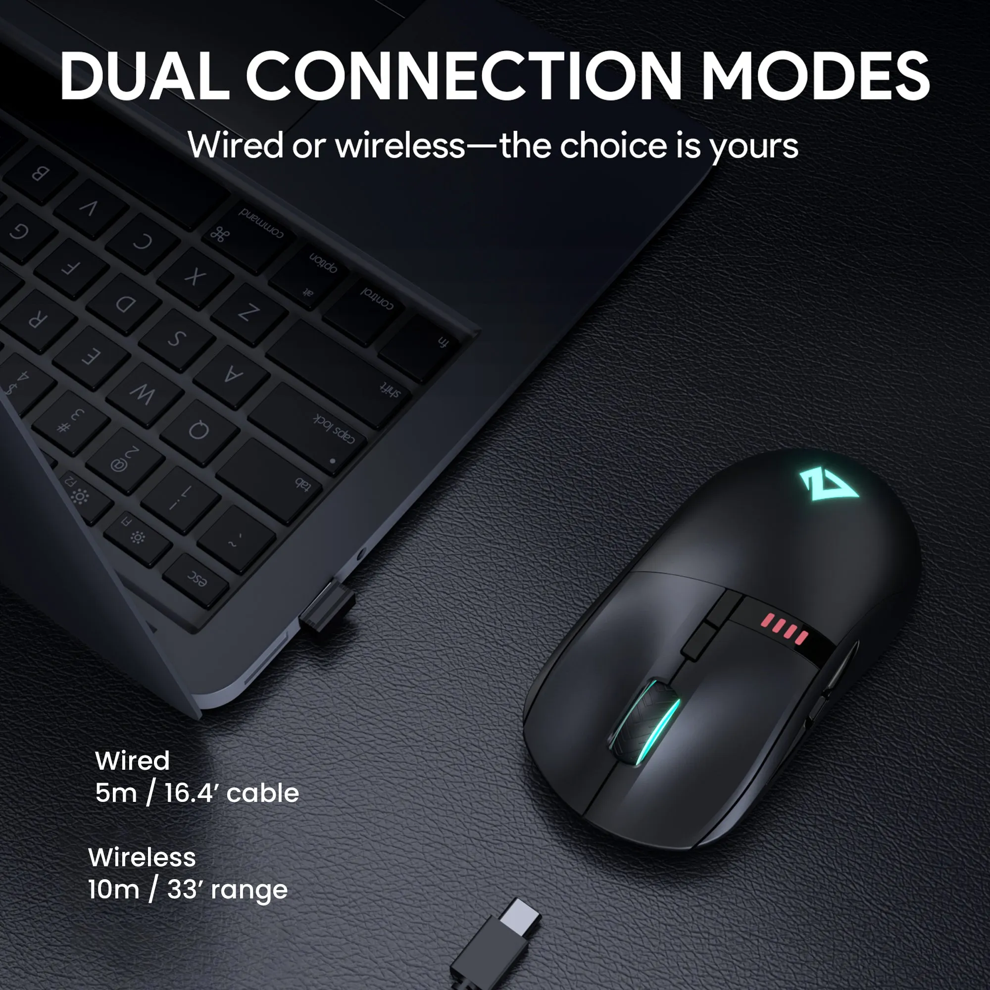 GM-F5 Knight RGB Gaming Mouse with 16000 DPI resolution - Wired   Wireless