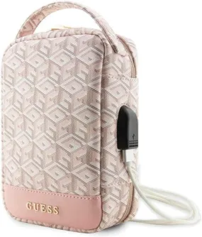 Guess GCube Stripe Metal Logo Organizer Travel Bag Pink - GUHBHGCFSEP