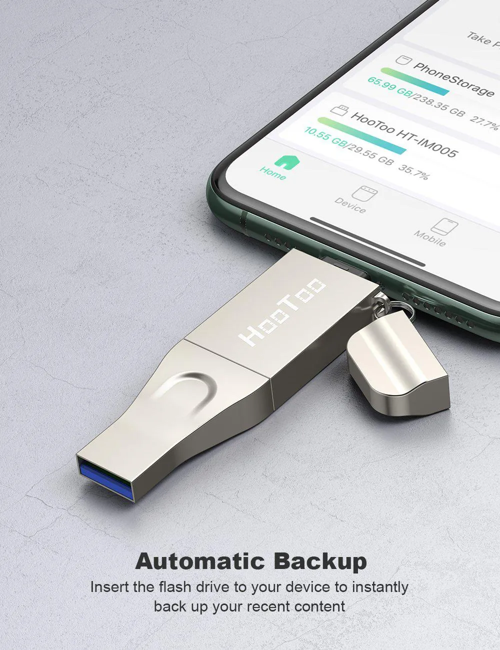 HooToo Flash Drive 3 in 1 External Drive, USB 3.1 Memory Backup Stick