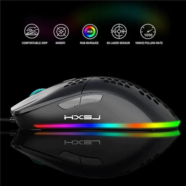 J900 Honeycomb Hollow Wired Gaming Mouse