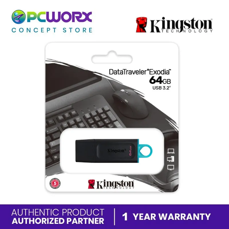 Kingston DTX/32GB | DTX/64GB | DTX/128GB USB3.2 Gen1 DataTraveler Exodia Black/Teal | Kingston Flash Drive | Kingston USB Flash Drive DataTraveler Exodia USB Flash Drive | KINGSTON 32GB FLASH DRIVE