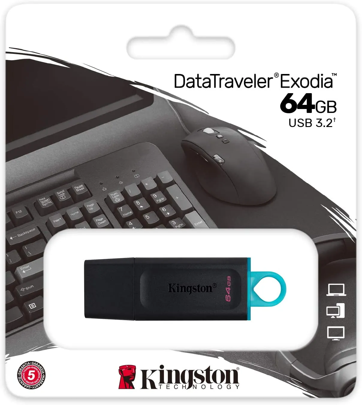 Kingston Pen Drive 64GB DataTraveler Exodia DTX/64GB Flash Drive USB 3.2, USB Memory Stick