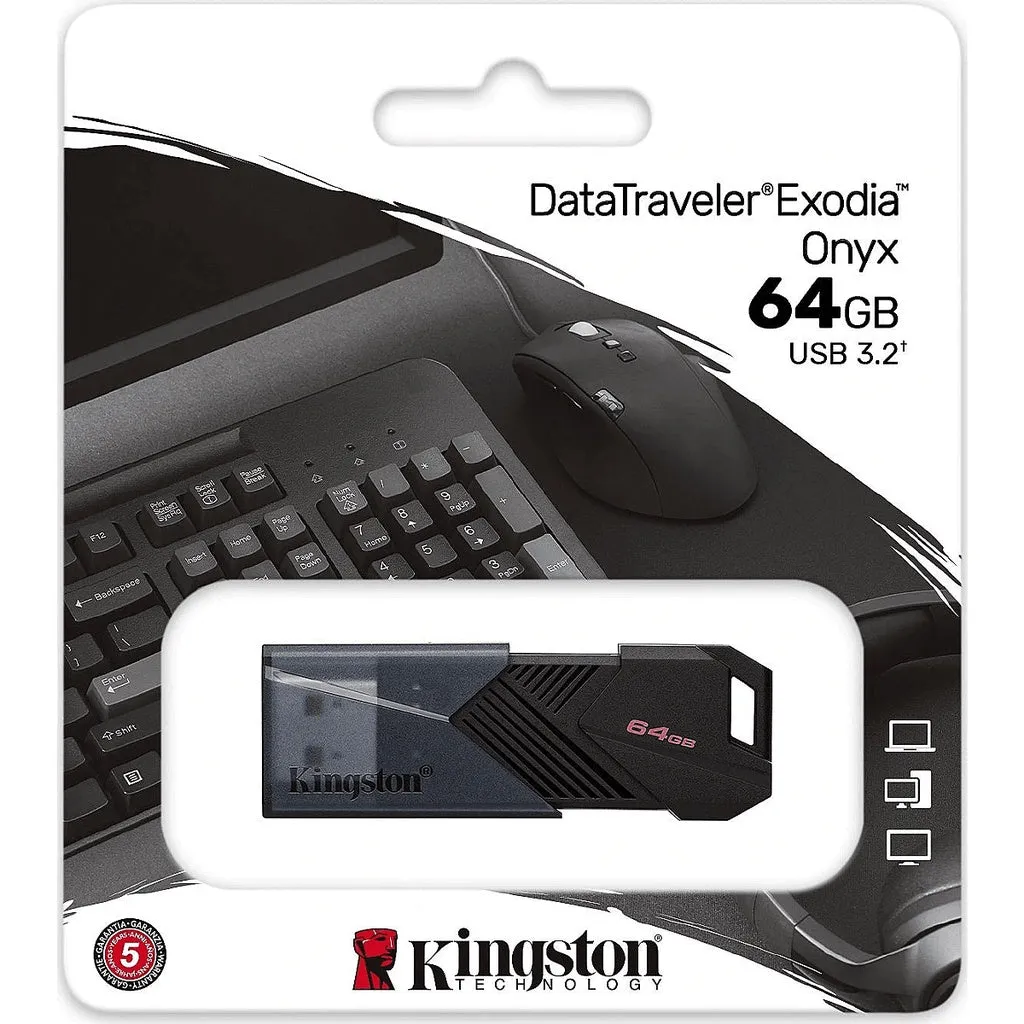 Kingston Pendrive DataTraveler Exodia Onyx DTXON USB 3.2 Gen1 Flash Drive wtih Sleek Moving Cap (64GB/128GB/256GB)