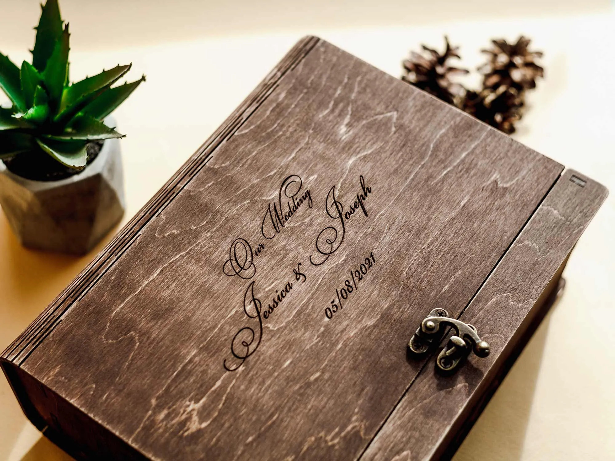 Large Vintage Wood Box for Family or Wedding Photos