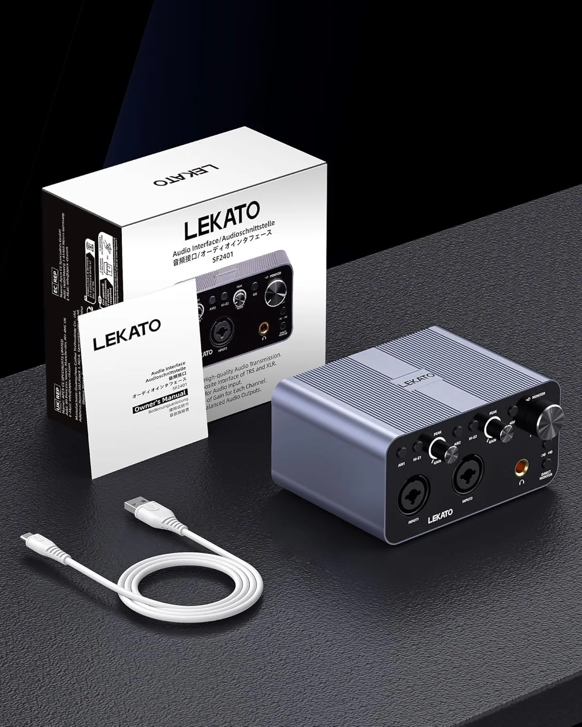 LEKATO SF2401 Audio Interface Recording Streaming and Podcasting Hi-Fi Studio