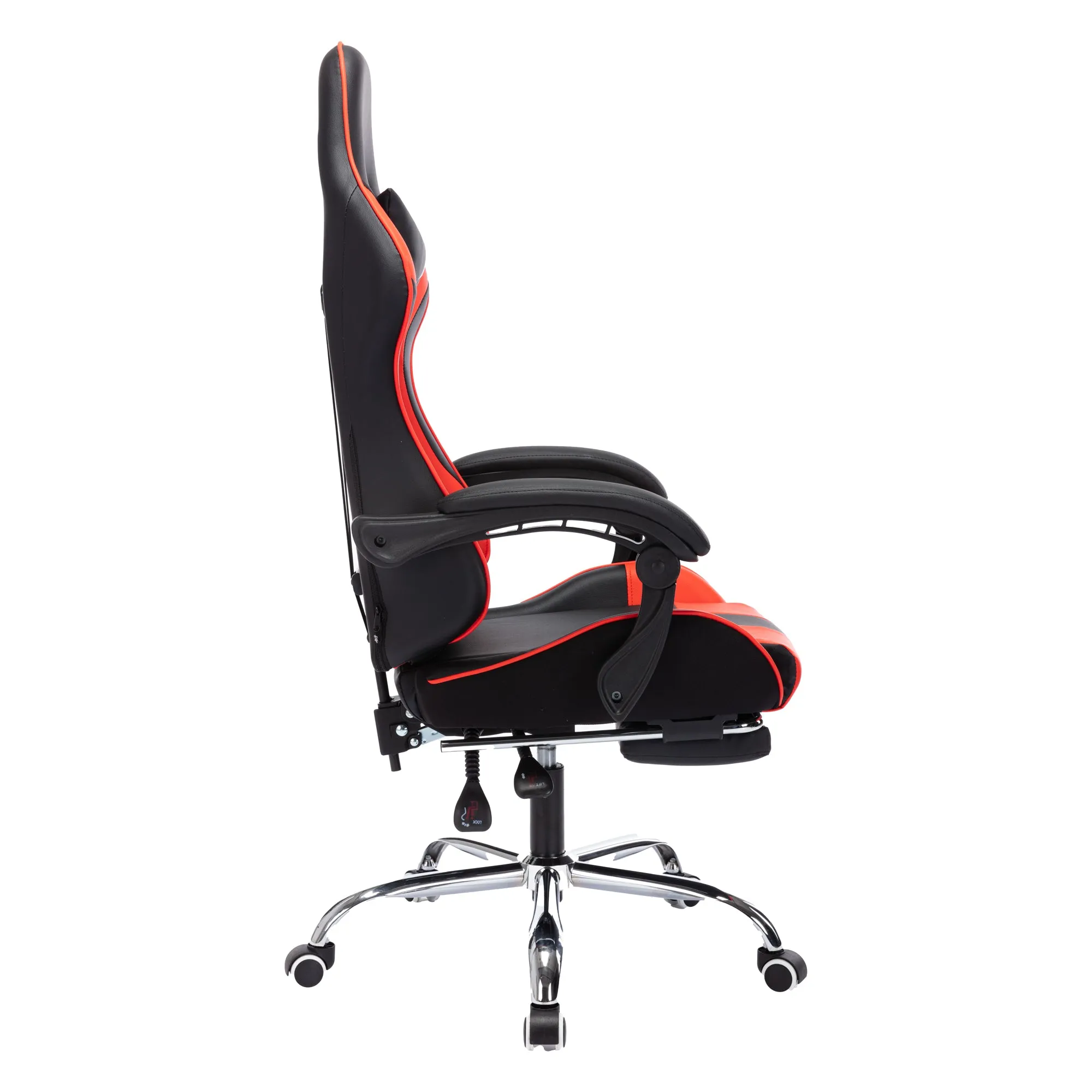 Neo Red/Black Leather Gaming Chair with Massage Function