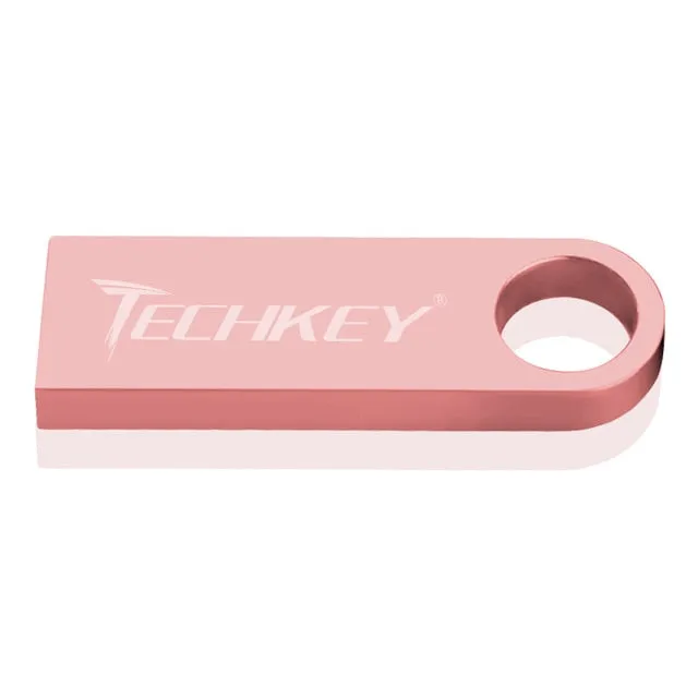 new TECHKEY usb flash drive 64GB 32GB 16GB 8GB 4GB pen drive pendrive флешка waterproof silver u disk memoria cel usb stick gift