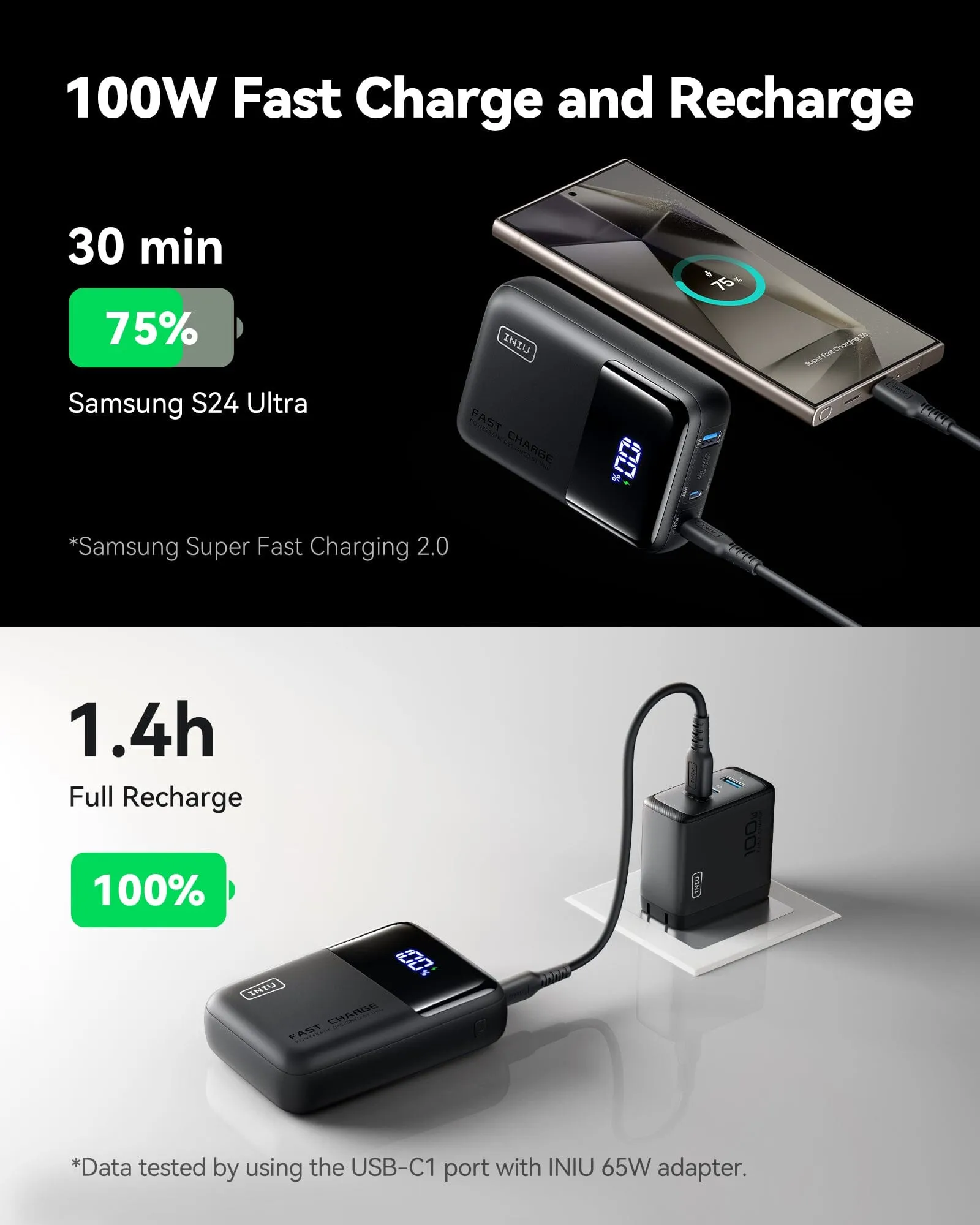 【New】INIU P63-E1 Power Bank,Smallest 140W, 25000mAh