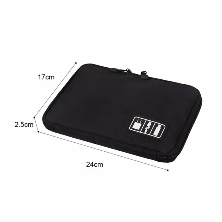 Outdoor Activities Travel Data Cable Bags Backpack SD Card Charger Zipper Bag(Black)