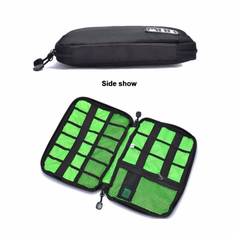 Outdoor Activities Travel Data Cable Bags Backpack SD Card Charger Zipper Bag(Black)