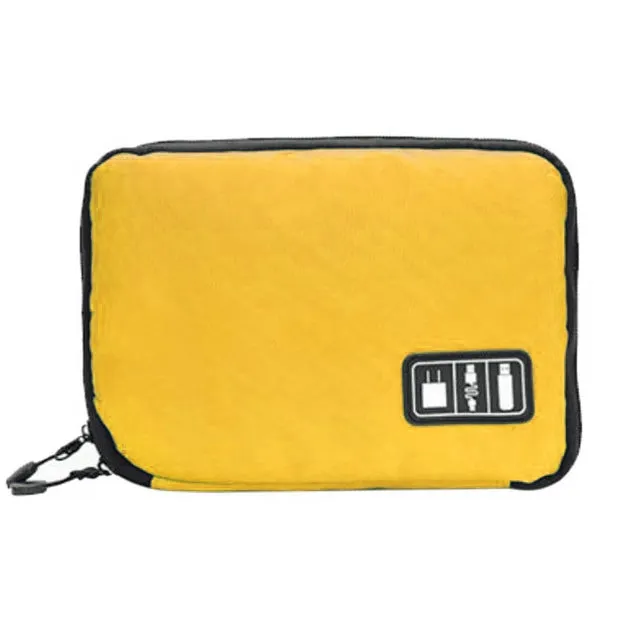 Outdoor Activities Travel Data Cable Bags Backpack SD Card Charger Zipper Bag(Yellow)