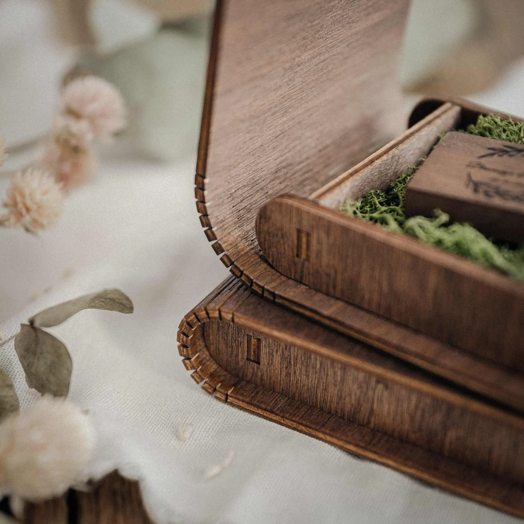 Personalized USB Box with Wooden Flash Drive (option) for Wedding Photographers